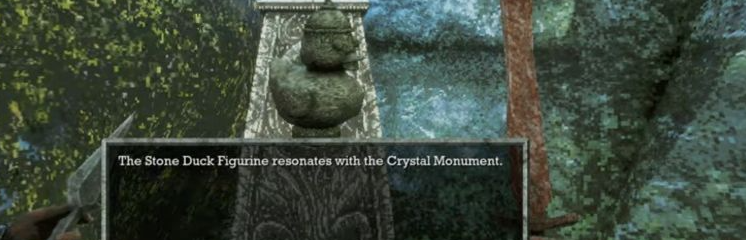 Crystal Monument displaying the Stone Duck Figurine resonance message.